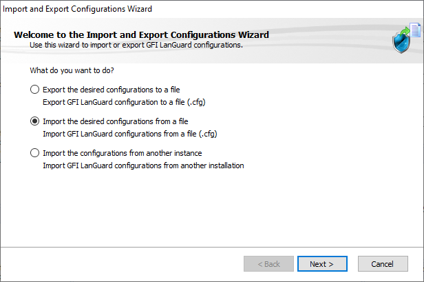 Import configurations from a file