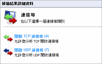 在掃描期間找到的所有 UDP 和 TCP 連接埠