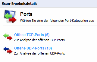 Alle UDP- und TCP-Ports, die während eines Scans gefunden werden