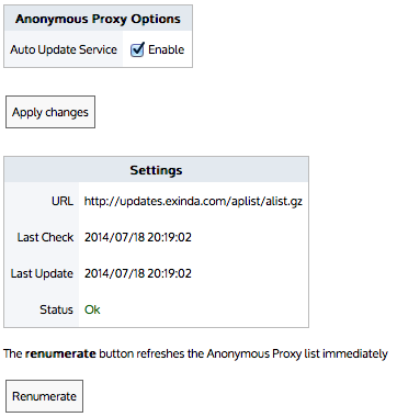 Configuring anonymous proxy detection and monitoring