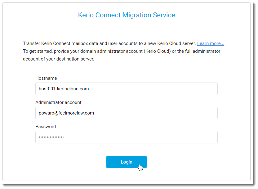 Kerio Connect Migration Service