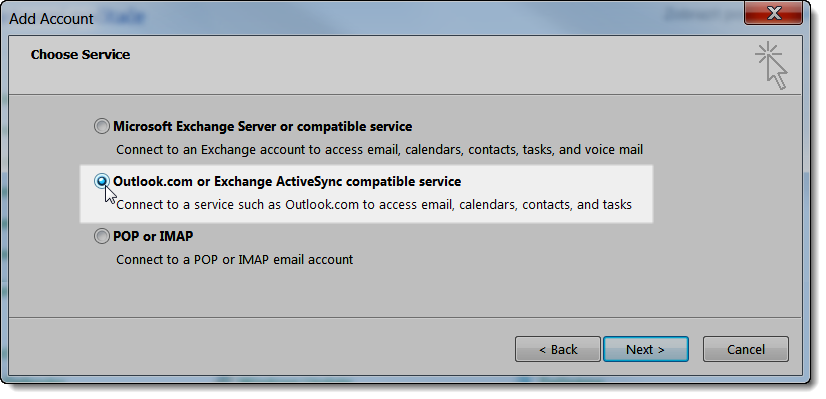 microsoft activesync account