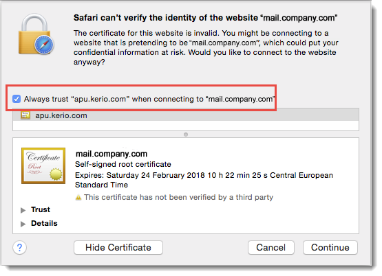 safari security certificate