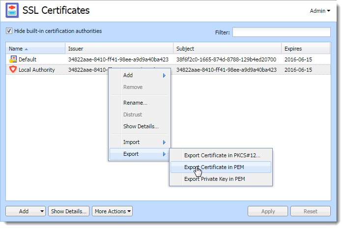 kerio connect ssl certificate server type