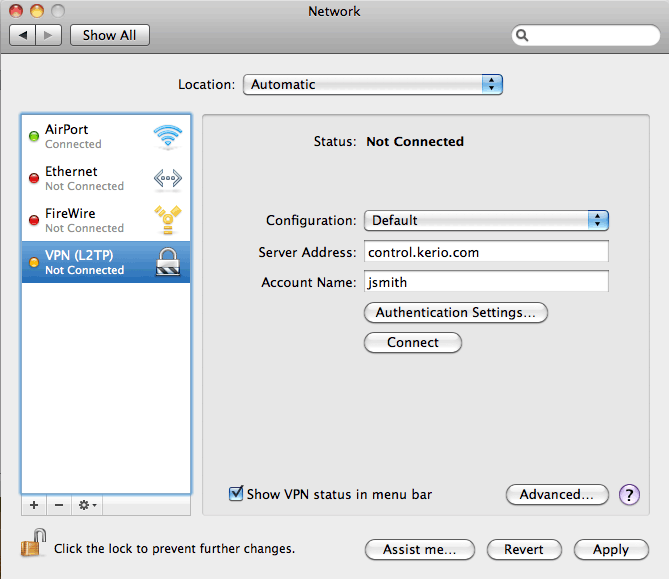 how to setup a vpn server mac os x