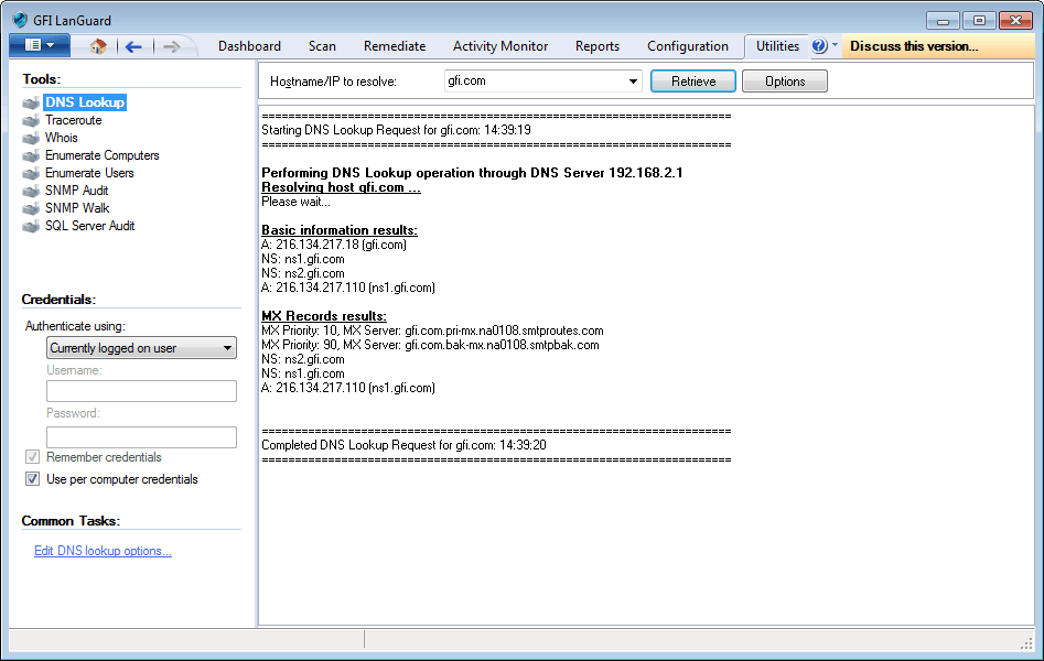 DNS Name & IP Address Resolution - Whois Tool