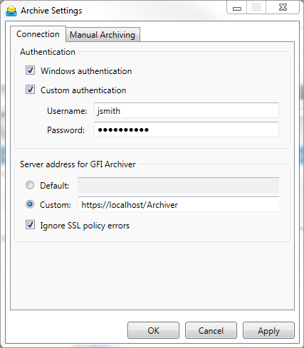 Archive Assistant settings