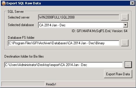 Uso de la herramienta Exportar datos sin procesar de SQL