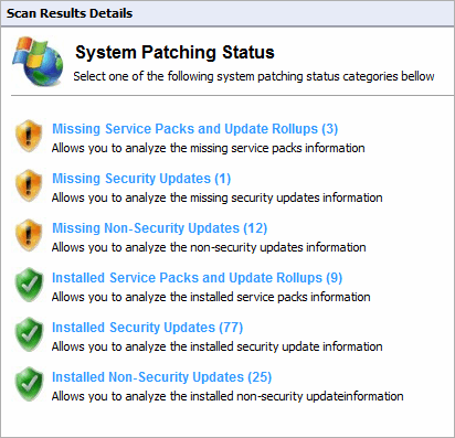 Status dos patches do sistema